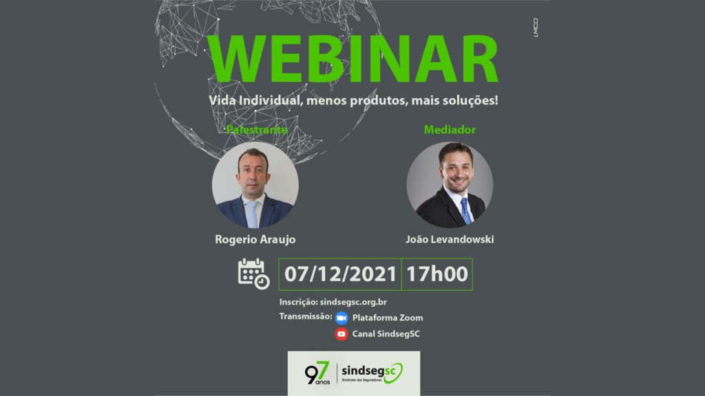 SindsegSC promover webinar 'Vida Indidivual: menos produtos, mais soluções!', na próxima terça (07) / Divulgação